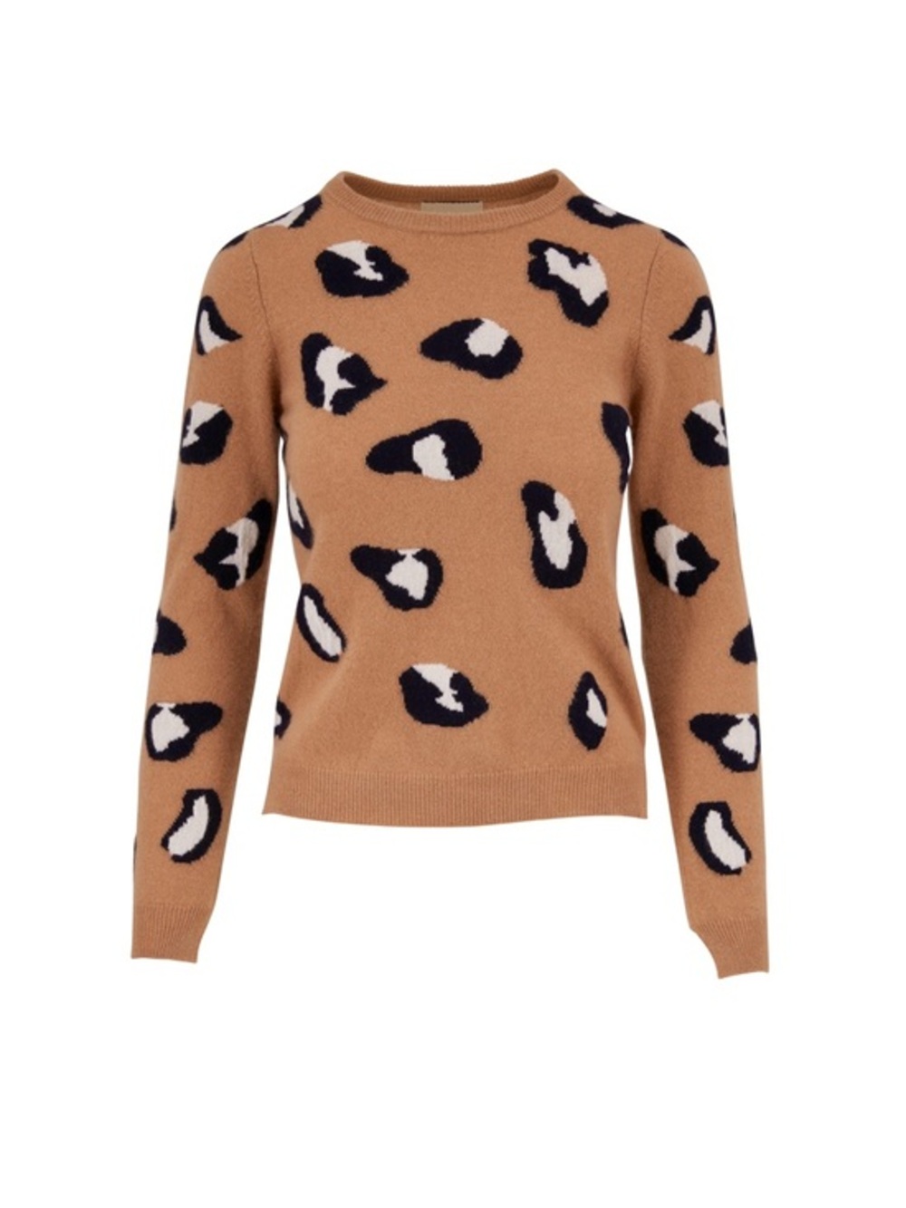 Jumper 1234 Camel Leopard Cashmere Split Hem Sweater - Medium